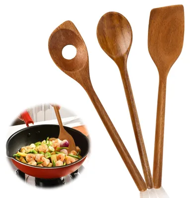 Holzkochlöffel-Set, 3-teilig, Akazienholz, antibakteriell