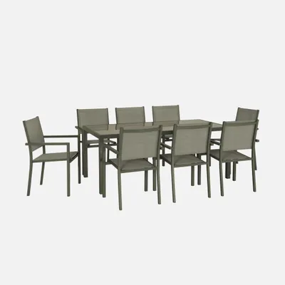 Immagine prodotto di Set tavolo da giardino in alluminio con 8 sedie, Verde kaki