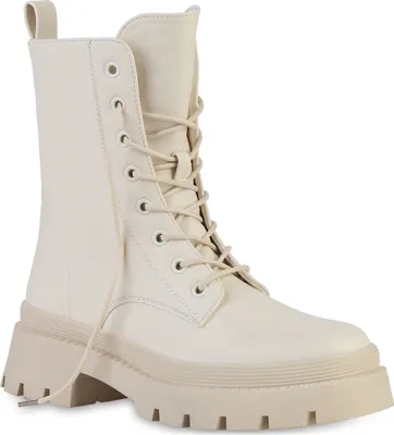 Produktbild von VAN HILL Damen Leicht Gefüttert Schnürstiefeletten Profil-Sohle Schuhe 839524, Farbe: Beige, Größe: 39
