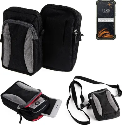 Produktbild von K-S-Trade Holster Schutz Hülle kompatibel mit Doogee S86 Handy Hülle Gürteltasche Umhängetasche mit Zusatzfach schwarz