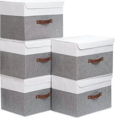 Obrázek produktu pro Úložné boxy s víkem, balení po 3 kusech, skládací úložný box s uchem, rozměry 45 x 30 x 30 cm