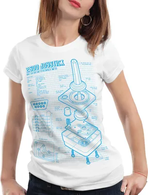 Produktbild von style3 2600 VCS Computer Blaupause Damen T-Shirt 80er Joystick 8-Bit retro gamer, Farbe:Weiß, Größe:S