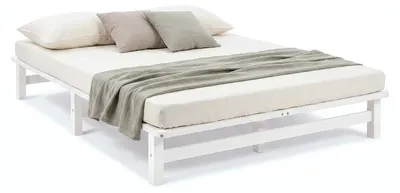 Produktbild von Homestyle4u Holzbett 140x200 mit Lattenrost Palettenbett Massivholzbett Palettenmöbel Doppelbett, KI-generiertes Bild