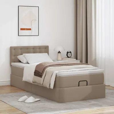 Obrázok produktu pre Maison Exclusive - Osmanský posteľ s matracom, kapučínový 90x200 cm, umelá koža