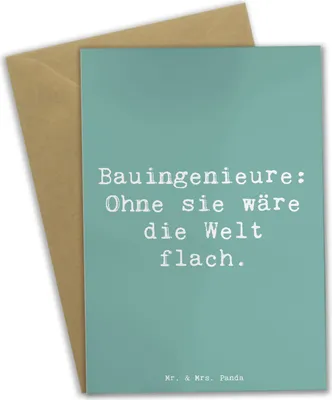 Produktbild von Mr. & Mrs. Panda Grußkarte Spruch Bauingenieur Held - Meeresbrise - Geschenk, Beruf, Geschenke für Berufstätige, osterkarte, Konstruktion, Berufsalltag, hochzeitskarten
