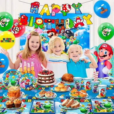 Produktbild von Geburtstagsdeko Set 20 Personen Videospiel Partygeschirr Ballons Banner