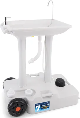 Produktbild von SereneLife Camping Waschbecken, Wassertank- 30L, Sink, Mobiles Handwaschbecken- mit Fußpumpe, Outdoor Spüle- Inkl. Handtuchhalter