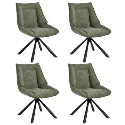 Produktbild von Duhome Esszimmerstuhl 4er Set Küchenstuhl 180° drehbar Stuhl aus Chenille-Stoff und Metallgestell Loungestuhl mit Rückstellfunktion, Grün