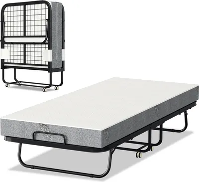 Produktbild von Clanmacy 90x200cm Gästebett klappbar mit Matratze bis 150kg, auf Rädern Tragbares Design