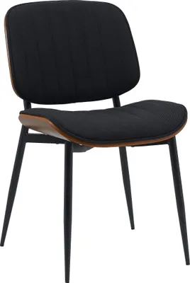 Produktbild von CLP Esszimmerstuhl Tiffin I Polsterstuhl mit Bugholz I Küchenstuhl mit Rückenlehne I gepolsterter Wartestuhl, Farbe: walnuss/schwarz, Material: Stoff