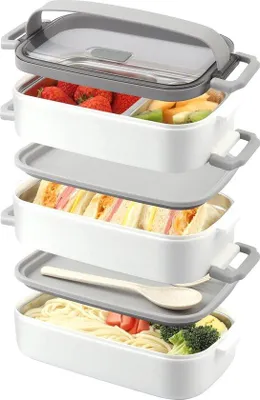 Produktbild von Famanu Bentobox 3-lagig mit 4 Fächern - 2,25L, Edelstahl, BPA-frei