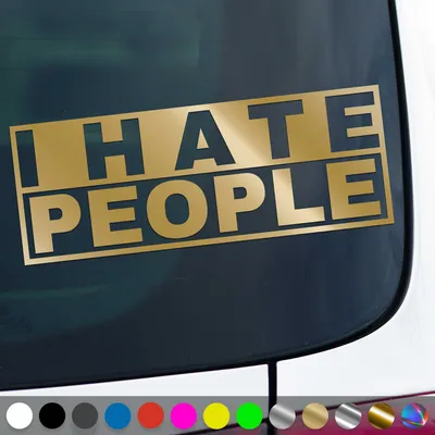 Produktbild von PantherPixel I hate People Aufkleber Ich Hasse Menschen Sticker Auto Geschenkidee Farbe Gold