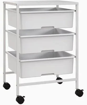 Immagine prodotto di Carrello a tre ripiani per la cucina | Carrello di servizio pieghevole con tre ripiani in acciaio | Carrello da cucina e di servizio