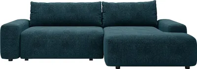 Produktbild von Eckschlafsofa rechts mit blauem Strukturbezug - DAVISO