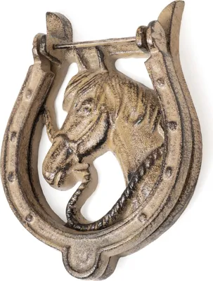 Immagine prodotto di Moritz Campanello per porta Cavallo a ferro di cavallo verde Stile antico Campanello rustico in ghisa Campanello per porta Barocco Campanello per porta d'ingresso Decorazione per porta Suoneria per porta