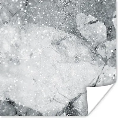 Produktbild von MuchoWow® Poster Marmor - Glitter - Grau 50x50 cm - Wohnzimmerdekoration