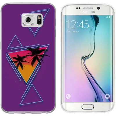 Produktbild von PhoneNatic Case kompatibel mit Samsung Galaxy S6 Edge Silikon-Hülle Retro Wave Palmen M3