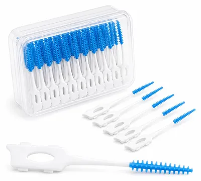 Produktbild von 200 Stück Interdentalbürsten, weiche Silikon Zahnzwischenraumbürsten zur Zahnreinigung, Zahnfleisch Massage Bürsten für Mundpflege und unterwegs