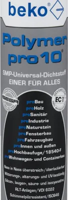 A product image of a tube of sealant with text and logos.