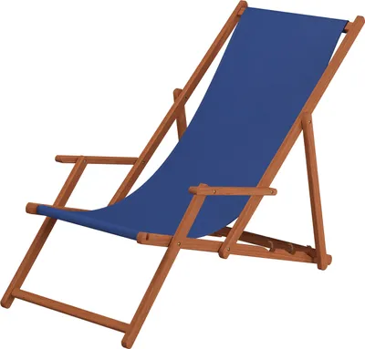 Produktbild von Liegestuhl blau Sonnenliege Gartenliege Holz Deckchair Strandstuhl Massivholz Gartenmöbel 10-307