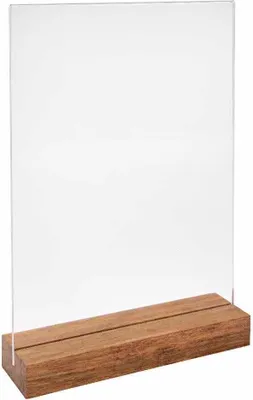 Produktbild von Doppelseitiger Tischkartenhalter DIN A4 Hoch mit Fuß aus dunklem Bambus / Werbeaufsteller / Menükartenhalter / Bildhalter / Tischaufsteller / Holz / Gastronomie - Zeigis®