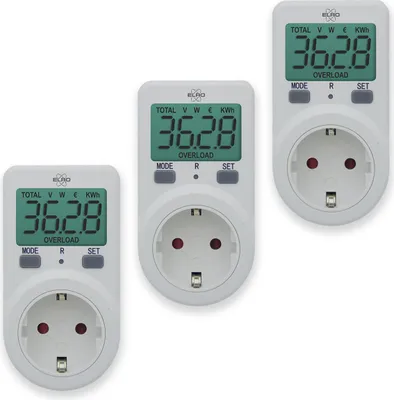Produktbild von 3er Set Sttommesser Energiemesser Steckdose, Verbrauchsmesser mit großem Display