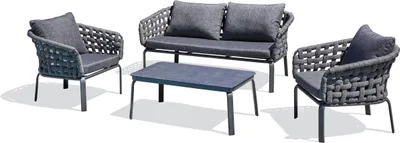 Produktbild von 4-Sitzer-Gartenmöbel, Aluminium und geflochtenem Seil