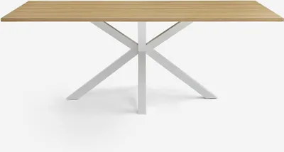 Produktbild von Esstisch aus Holz 200x100cm mit weißen gekreuzten Beinen Moyo
