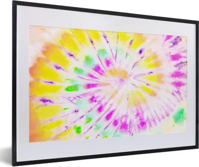 Produktbild von MuchoWow® Gerahmtes Poster Sommer - Krawattenfärbung - Gelb 60x40 cm - Poster mit Schwarzem Bilderrahmen Wandposter Rahmen Foto Bilder - Schlafzimmer - Plakat in Rahmen - Drucken