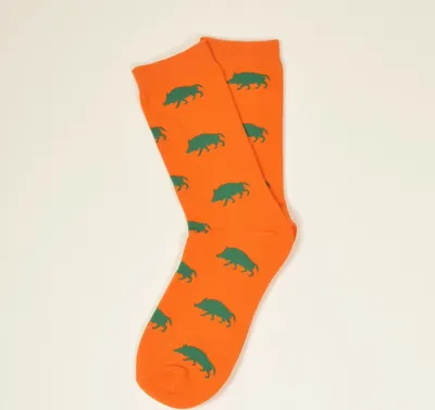 Produktbild von Krawattendackel Wildschwein-Socken verschiedene Farben, 2 Größen, Uni-Socken 474 Orange Wildschwein Grün 36 - 40