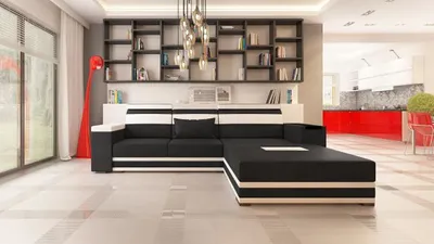 Immagine prodotto di Divano, divano angolare, poltrona, imbottitura, design, set componibile angolare, divano in pelle