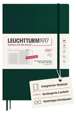 Produktbild von LEUCHTTURM1917 Monatsplaner mit Notizbuch 2027 Composition (B5) - Deutsch, Fores