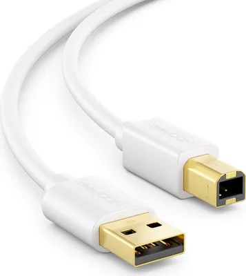 Produktbild von deleyCON 0,5m USB 2.0 Datenkabel Druckerkabel Scannerkabel - USB A-Stecker zu USB B-Stecker für Drucker Scanner Printer - Weiß