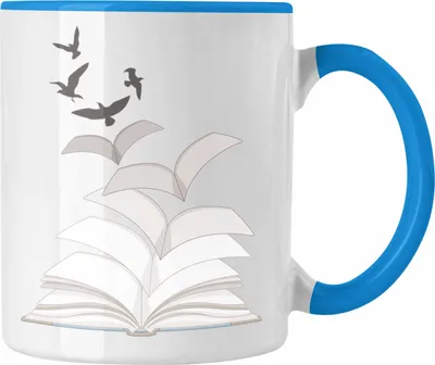 Produktbild von Trendation - Leseratte Geschenk Tasse Buch Grafik Bücher Lesen Bücherwurm Geschenk Spruch Lesen (Blau)