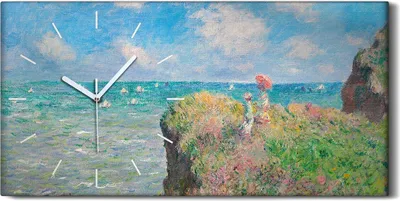 Produktbild von Wohnzimmer-Bild Leinwand Uhr Geräuschlos 60x30 Der Klippenweg bei Pourville - weiße Hände