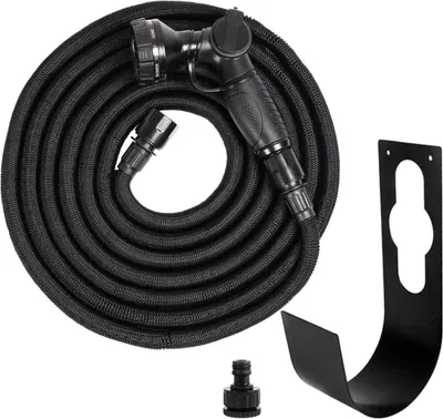 Produktbild von by Benson Gartenschlauch Set flexibel 15m schwarz "Deluxe" mit Sprühkopf