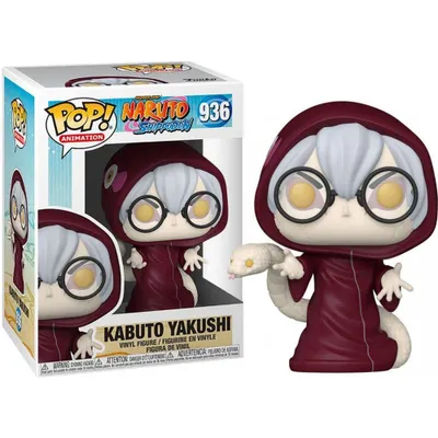 A Funko Pop! vinyl figure of Kabuto Yakushi from Naruto Shippuden, displayed in its original packaging.