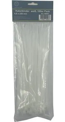 Produktbild von Kabelbinder 4,8 x 250 mm, weiß, 100er Pack PA66