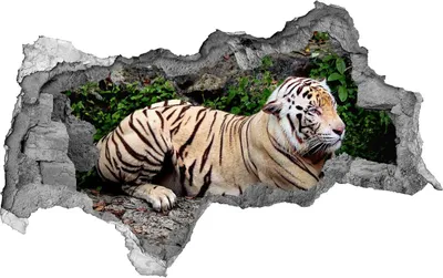 Produktbild von Selbstklebender Loch-3D-Aufkleber 95x73 cm Tiger auf dem Felsen