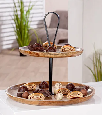 Obrázek produktu pro Gilde Etagere, "Ferro", Mangoholz, naturfarben, VE 1, H. 35 cm, D. 30 cm