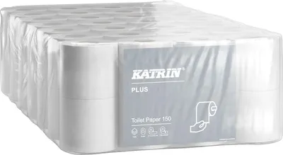 Image de Papier hygiénique Katrin Plus 150, 3 plis, cellulose, 11,8 cm, 17,3 m, 150 pièces, blanc, 8 pièces (16525)