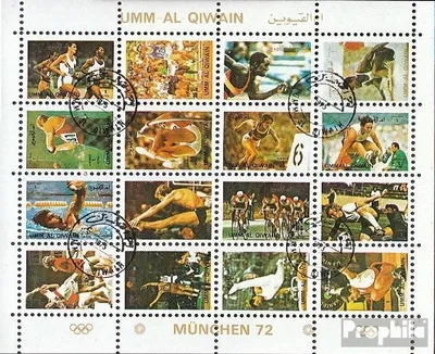 Produktbild von Briefmarken Umm al Kaiwain 1972 Mi 954A-969A Kleinbogen (kompl.Ausg.) gestempelt Olympische Sommerspiele 72