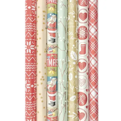 Obrázok produktu pre Sortiment vianočného papiera, baliaci papier na Vianoce - 200 x 70 cm - 7 roliek