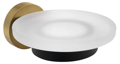 Produktbild von LARISSA Seifenschale, Milchglas, Schwarz/Gold matt