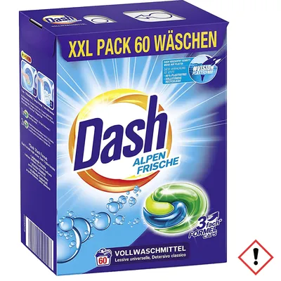 Produktbild von XXL Dash Alpen Frische 3in1 Vollwaschmittel-Caps Weiße Wäsche I 60 Waschladungen