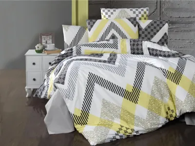 Image de Linge de lit étendu coton 140x220, 70x90cm Zigzag gris