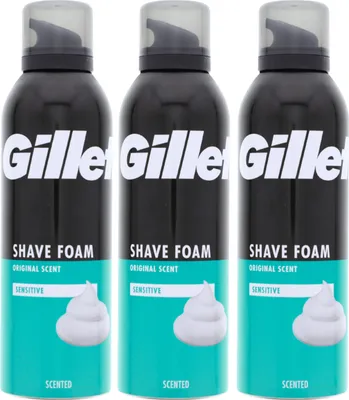 Produktbild von 3 x Gillette Classic Sensitiv Basis Bartpflege Rasierschaum für Männer je 200ml empfindliche Haut