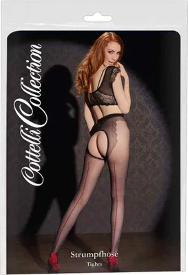 Produktbild von Cottelli LEGWEAR - Ouvert Strumpfhose mit roter Ziernaht