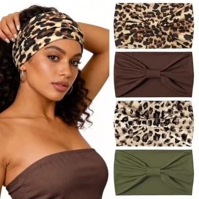 Zdjęcie produktu dla Opaska na włosy damska boho elastyczna do włosów zestaw 4 szt