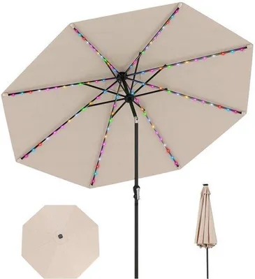 Immagine prodotto di Ampio ombrellone da giardino con illuminazione LED d'atmosfera – Schermo solare resistente alle intemperie, ideale per terrazza e balcone
